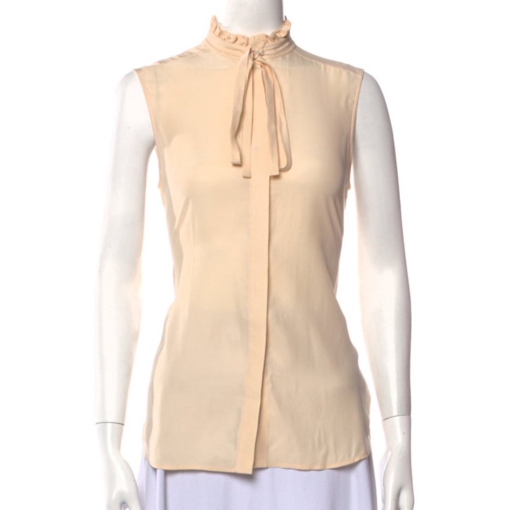 Frame Silk Mock Neck Blouse XS